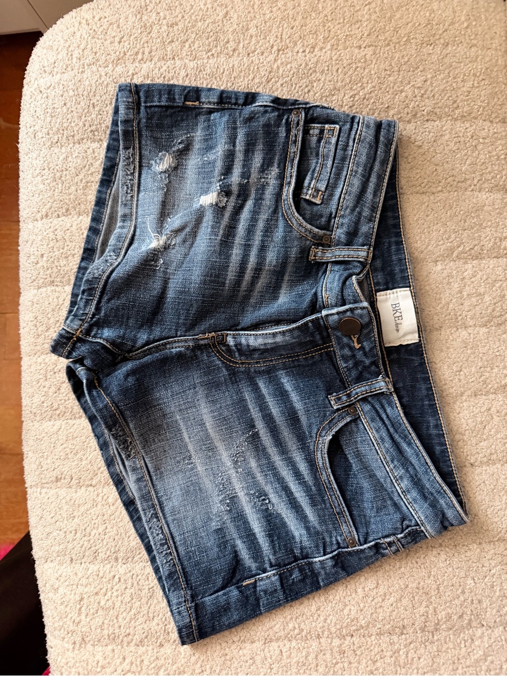BKE Women's Distressed Dark Wash Denim Jean Shorts